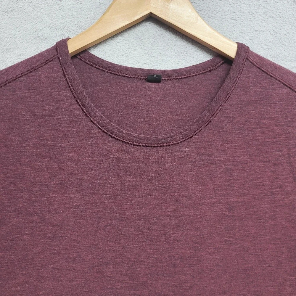 Lululemon Shirt Mens Large Heather Red Plum Short Sleeve Athleisure Run Casual